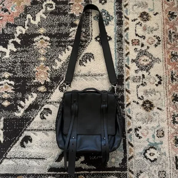 AllSaints Fin Convertible Leather Backpack Black AllSaints Fin Convertible Leather Backpack Black